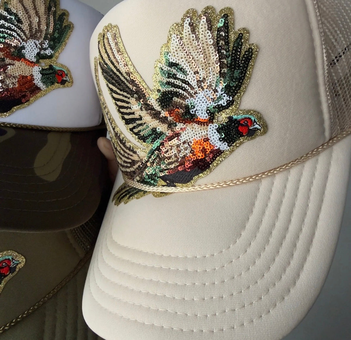 Pheasant Sequin Trucker Hat