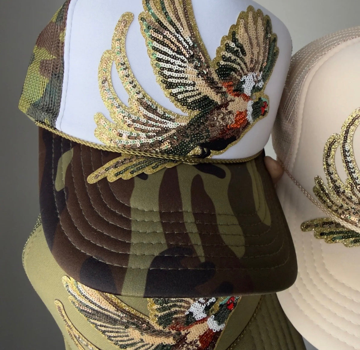Pheasant Sequin Trucker Hat