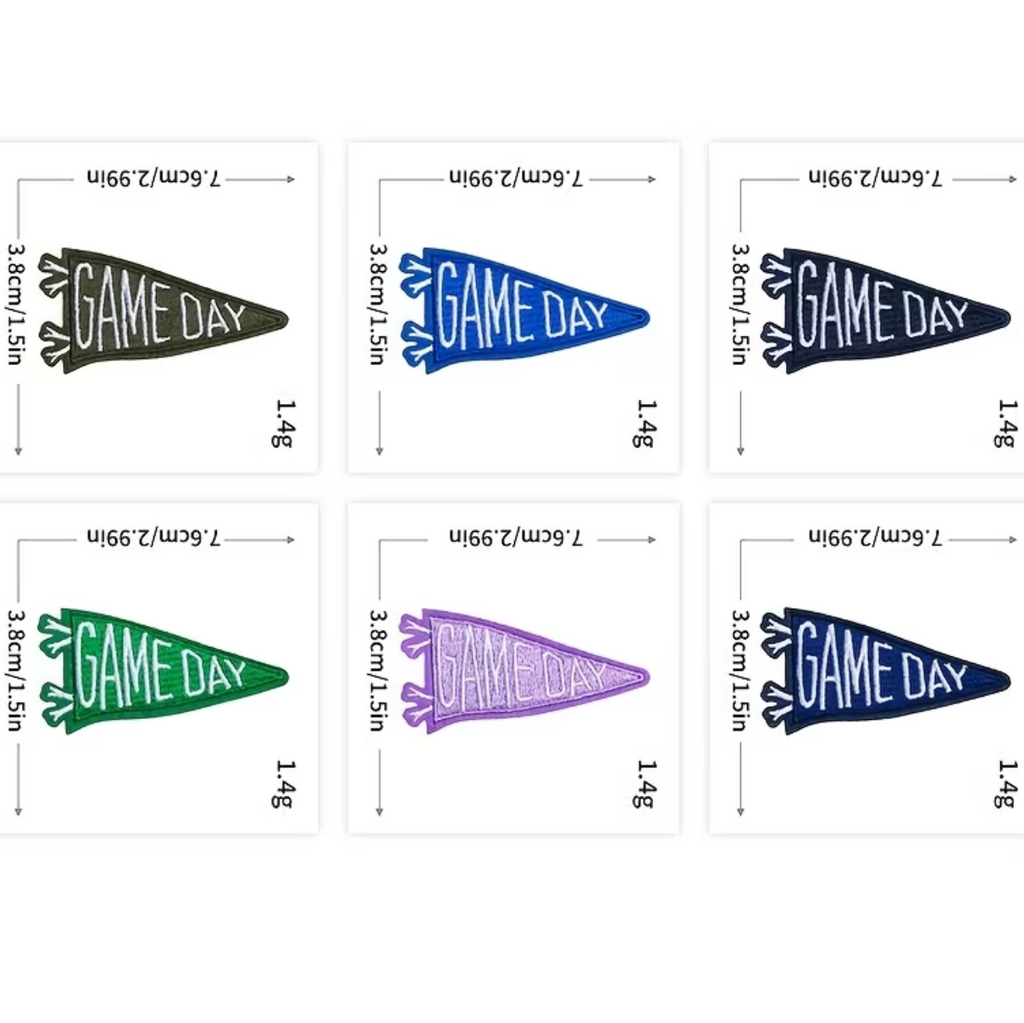 A white chart showing six small trapezoidal product illustrations arranged in a grid, each labeled 1.4g, with dimensions and text that appears to describe color/variant options.