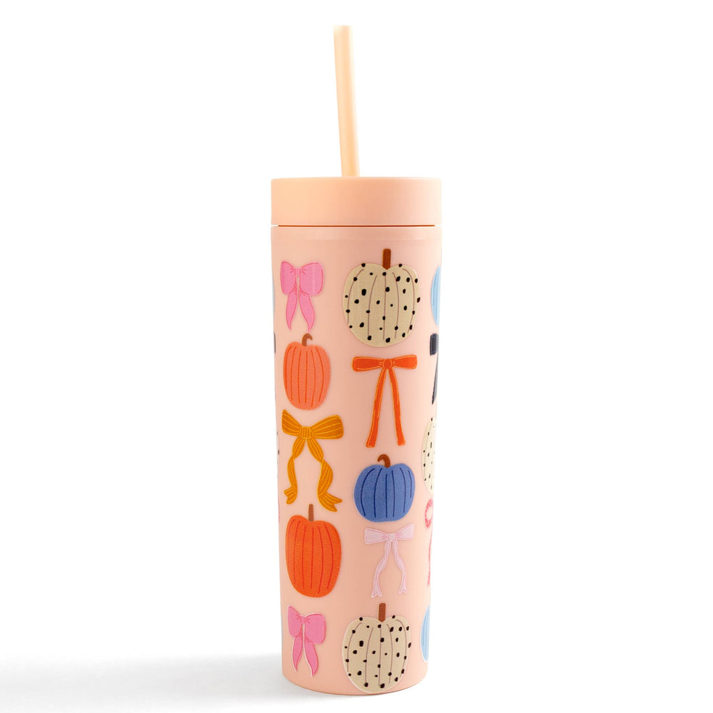 Fall Pumpkins & Coquette Bows Acrylic Tumbler